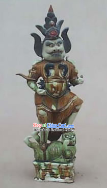 Chinese Classic Archaized Tang San Cai Statue-King Catching Ghost