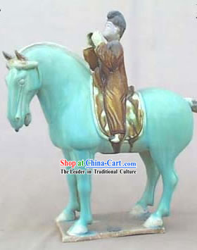 Chinese Classic Archaized Tang San Cai Statue-Tang Dynasty Riding Offical