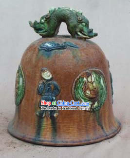 Chinese Classic Archaized Tang San Cai Statue-Dragon Shaped Knob Bell