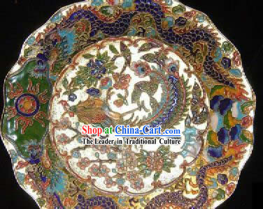 Chinese Classic Cloisonne Craft-Dragon Playing with Phoenix