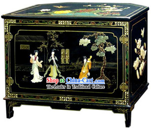 Chinese Palace Lacquer Ware Cabinet-Three Women Playing