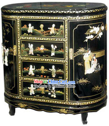 Chinese Palace Lacquer Ware Cabinet-Ancient Children and Women Fun