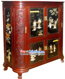 Chinese Classic Red Large Palace Lacquer Ware Cabinet