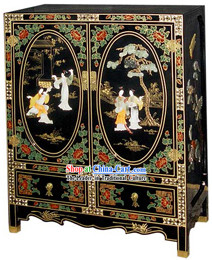 Chinese Traditional Large Lacquer Ware Cabinet-Beauty