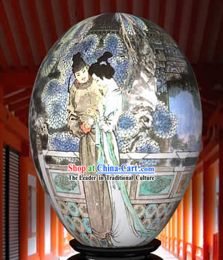 Chinese Wonder Hand Painted Colorful Egg-Poet Couple Painting