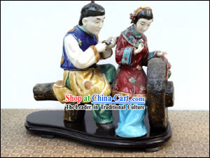 Hand Made Foshan Artistic Ceramics Statue-Ancient Lover