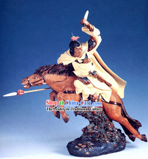 Chinese Hand Made Shi Wan Ceramics Statue-Ancient Brave General-Zhao Yun