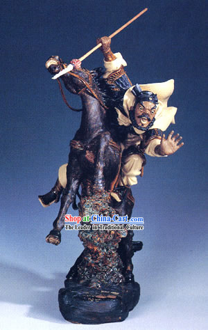 Chinese Hand Made Shi Wan Ceramics-Ancient Brave General-Zhang Fei