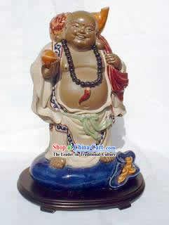 Chinese Hand Made Shi Wan Ceramics-Smiling Monk