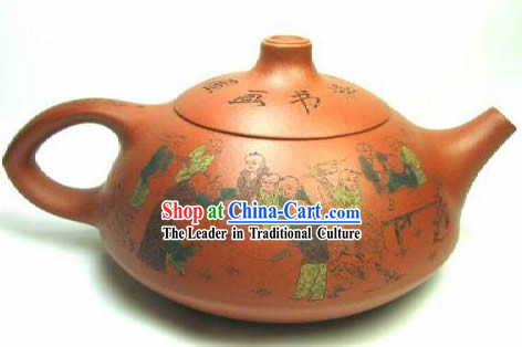 Chinese Hand Painted Zisha Teapot-Ancient Wise People