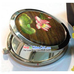 Mongolia Summer Lotus Wood Makeup Mirror