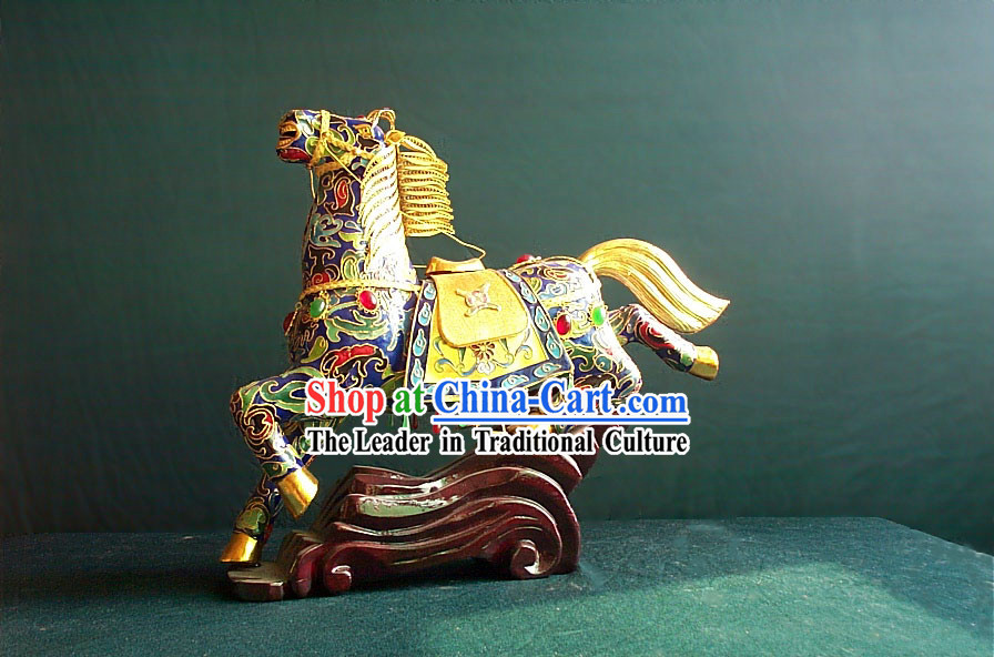 Chinese Gold Brass Cloisonne Galloping Horse _OUT OF STOCK_