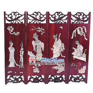 Chinese Stunning Ancient Beauties Folding Screen