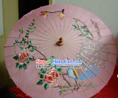 Hangzhou Classic Hand Embroidered Peacock Silk Umbrella