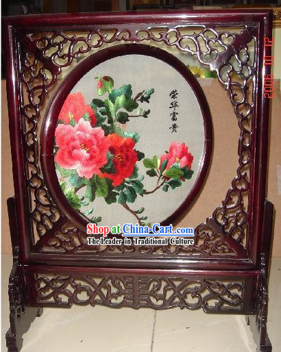 Chinese Classic Double-Sided Embroidery Handicraft-Blossoming Riches and Honour