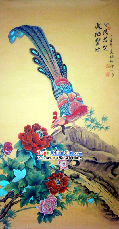 Chinese Traditional Painting with Meticulous Detail-Phoenix Landed