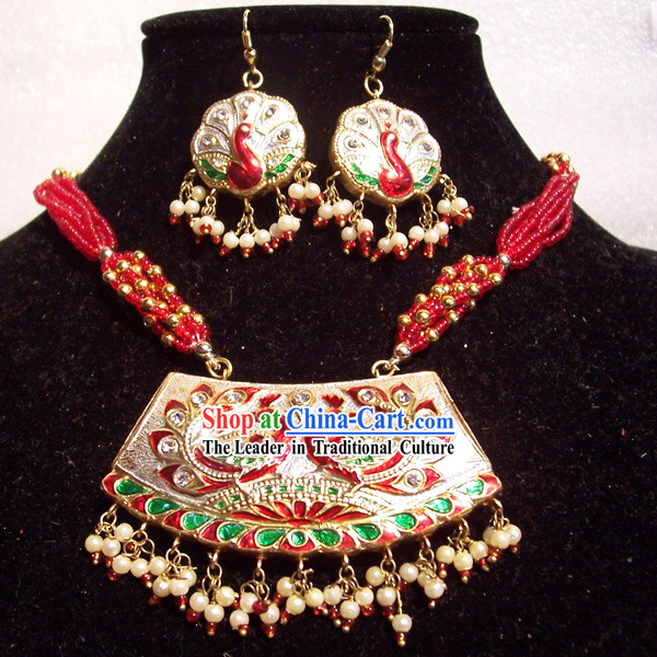 Indian Fashion Jewelry Suit-Lucky Red Peacock Princess