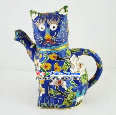 Chinese Traditional Closionne Kettle-Attracting Money Cat