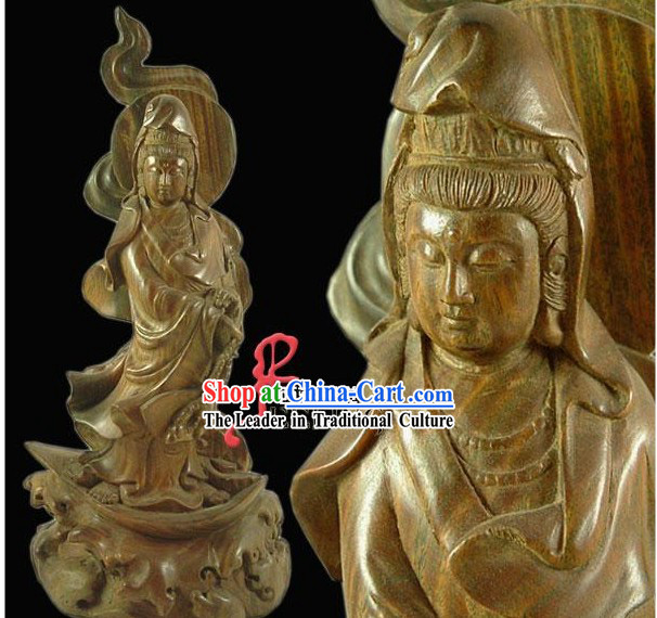 Tibetan Hand Carved Sandal Sculpture-Kwan-yin