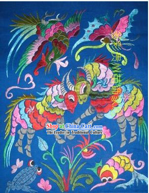 Chinese Miao Minority Silk Thread Hand Embroidery Art-Eternal Love