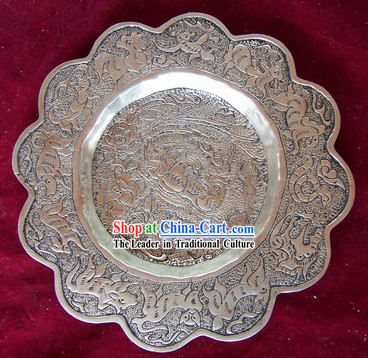 China Miao Tribe Silver Plate-Mandarin Ducks