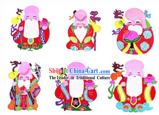 Chinese Classical Longevity Papercuts _6 Pieces Set_