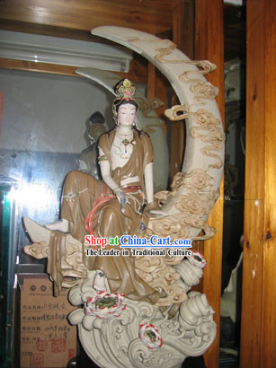 Chinese Classic Shiwan Ceramics Statue Arts Collection - Water Moon Kwan-yin