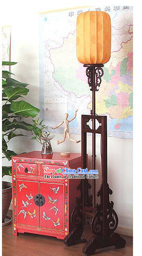 87 Inches Height Archaize Chinese Classical Walnut Wood Palace Floor Lantern