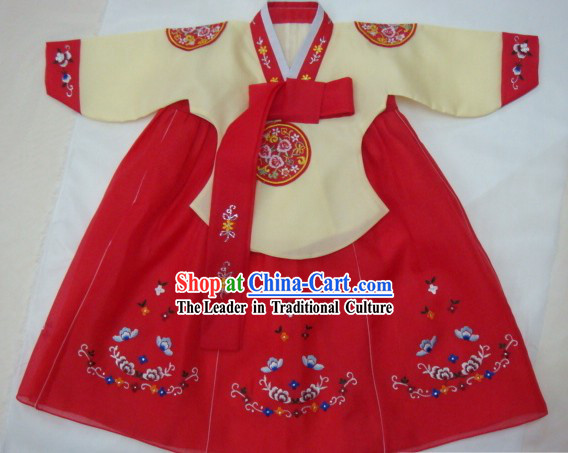 Korean Classic 100_ Handmade Lucky Red Hanbok for Children