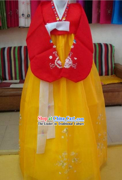 Korean Classic 100_ Handmade Korean Hanbok Tang Dress-Gold Beauty