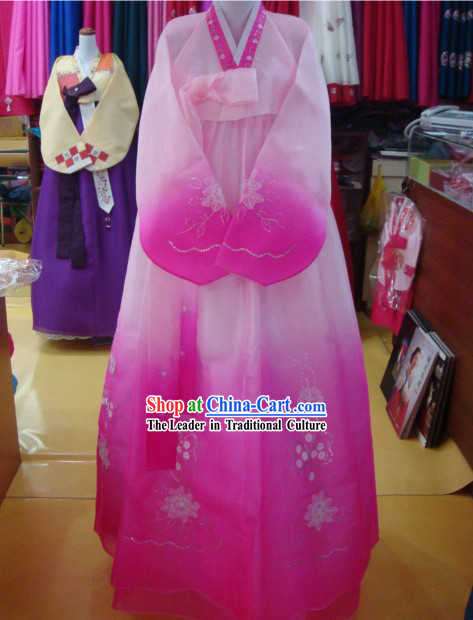 Korean Traditional Handmade Romantic Pink Hanbok for Women