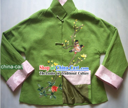 Chinese Classical Handmade and Painted Birds Mandarin Dress for Women