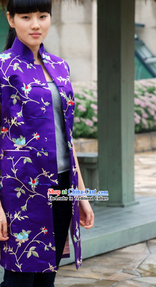 Stunning Chinese Purple Silk Flower Blouse