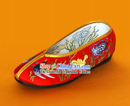 Chinese Classic Handmade Embroidered Shoes for Children - Sea World