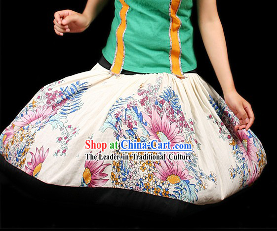 Handmade Unique Design Flower World Short Skirt