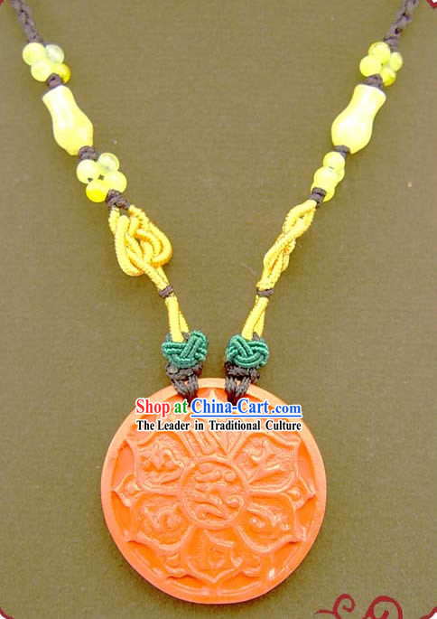 Chinese Feng Shui Kai Guang Vermilion Lotus Necklace _ancient prayer and blessing_