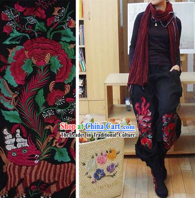 Supreme Chinese Traditional Warm Kylin Cotton and Flax Trousers for Women