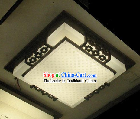 Chinese Classical Hand Made Parchment and Wood Ceiling Lantern