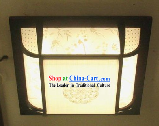 Chinese Classical Wood and Parchment Ceiling Lantern