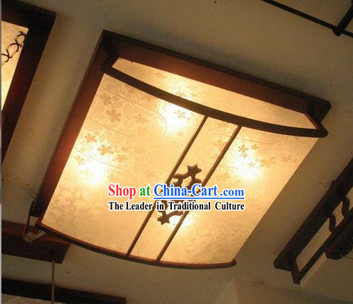 Chinese Traditional Flowery Hand Made Parchment and Wood Ceiling Lantern