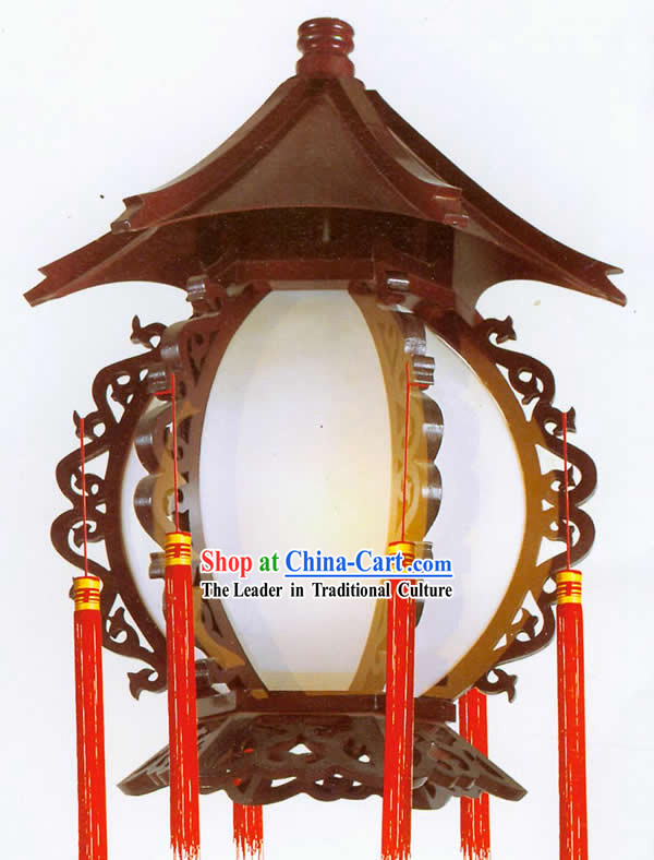 20 Inches Large Chinese Hand Made Tower Shape Wooden Ceiling Lantern