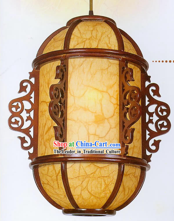 21 Inches Chinese Traditional Hand Made Carved Wooden Ceiling Lantern