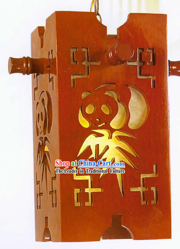 Chinese Classical Hand Made Wooden Hanging Lantern with Hand Carved Panada
