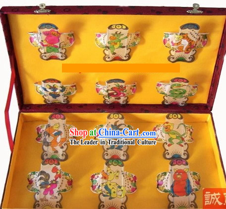 Chinese Traditional Weifang Hand Painted and Made 12 Kites Set - Chinese Zodiac _Sheng Xiao_