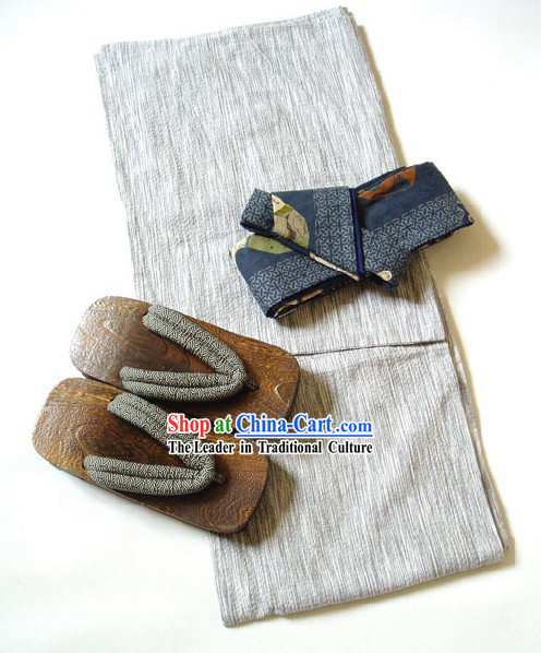 Traditional Japanese Kimono and Geta Full Set for Men