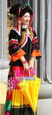 China Yi Minority Traditional Clothing and Hat Complete Set