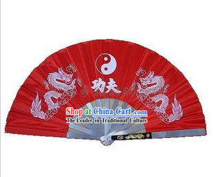 Red Kung Fu Stainless Steel Metal Fan