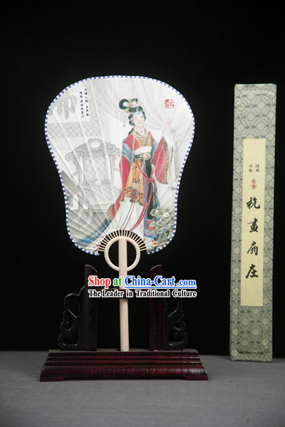 China Ancient Palace Paper Fan with Fan Base and Fan Box