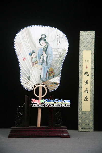 China Ancient Palace Paper Fan with Fan Base
