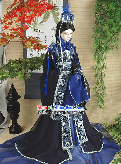 Chinese Ancient Palace Emperor Costume and Hat Complete Set